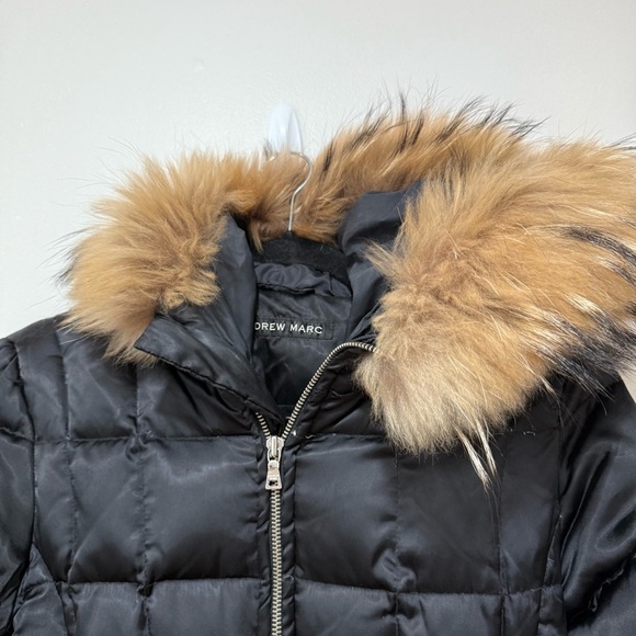 Andrew Marc women’s black puffer coat with raccoon trim - Picture 3 of 9